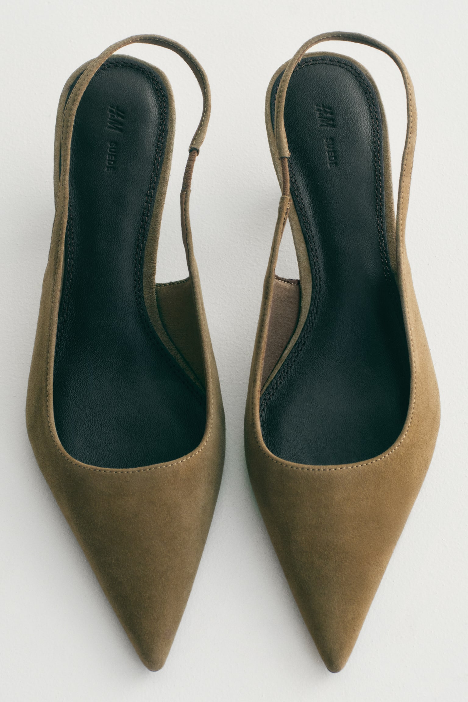 Pointed suede slingbacks - Khaki green/Dark khaki green/Brown - 1