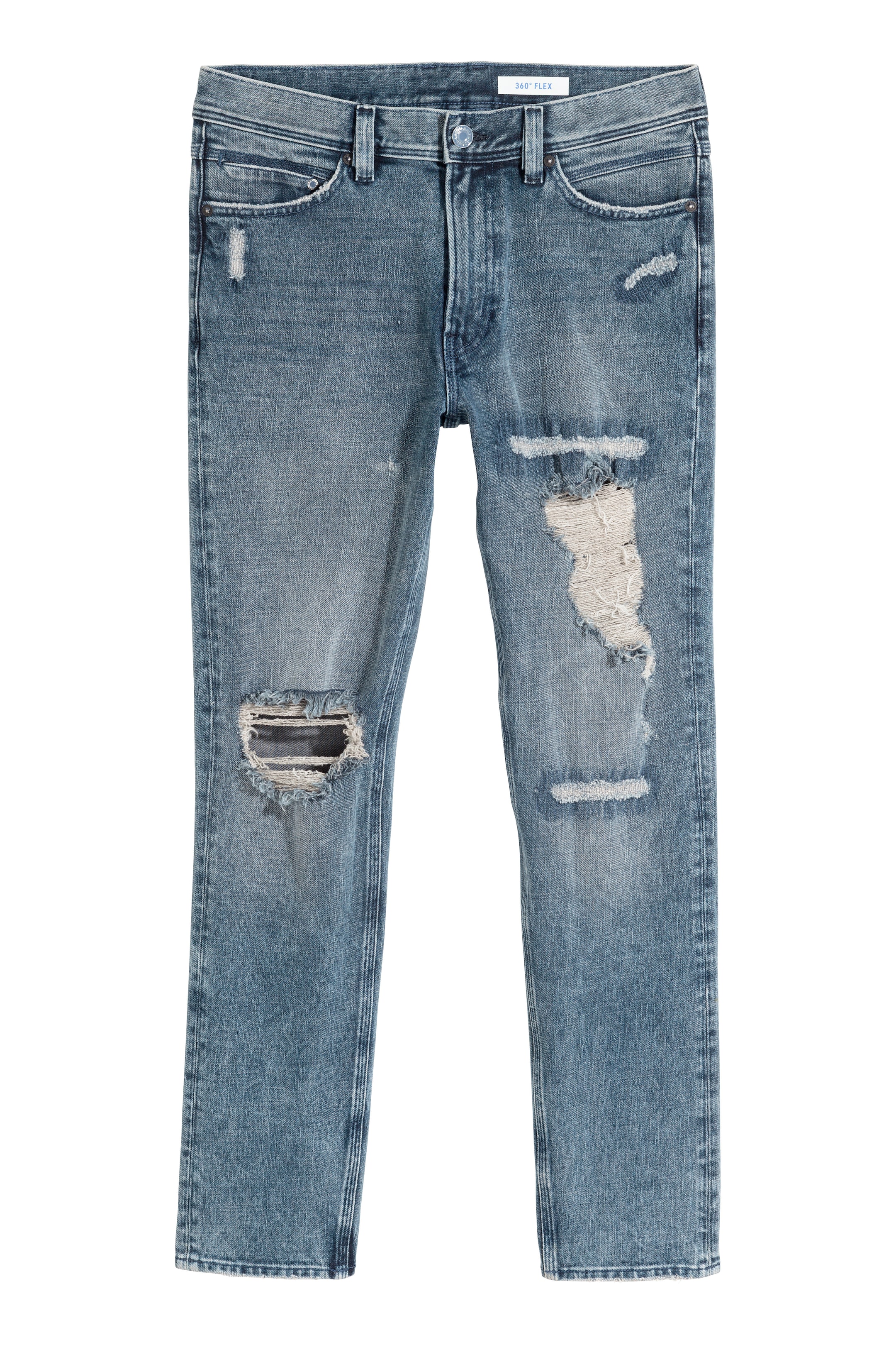 View larger image: 360° Flex Slim Jeans - Light denim blue/Trashed - Men | H&M GB 1