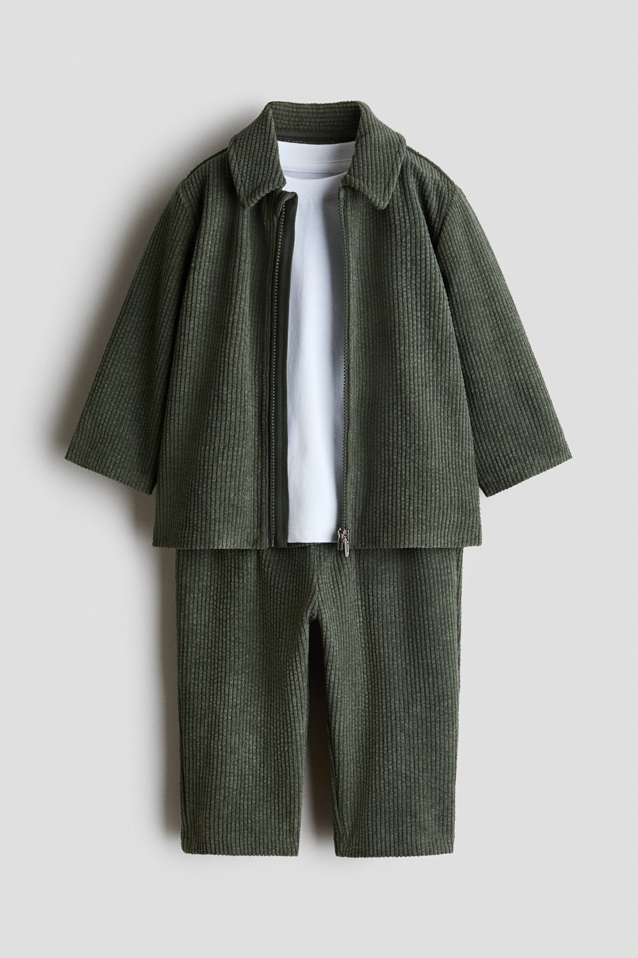 View larger image: 3-piece set - Khaki green/White - Kids | H&M 1