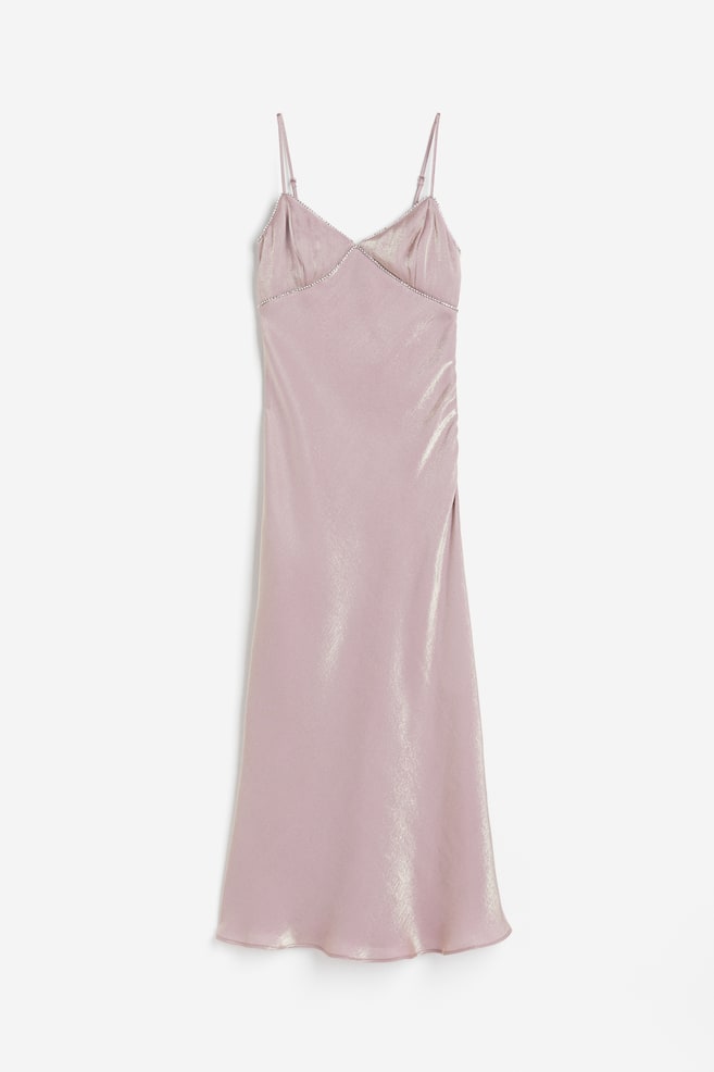 Rhinestone-embellished Satin Dress - Dusty pink/Black - 2