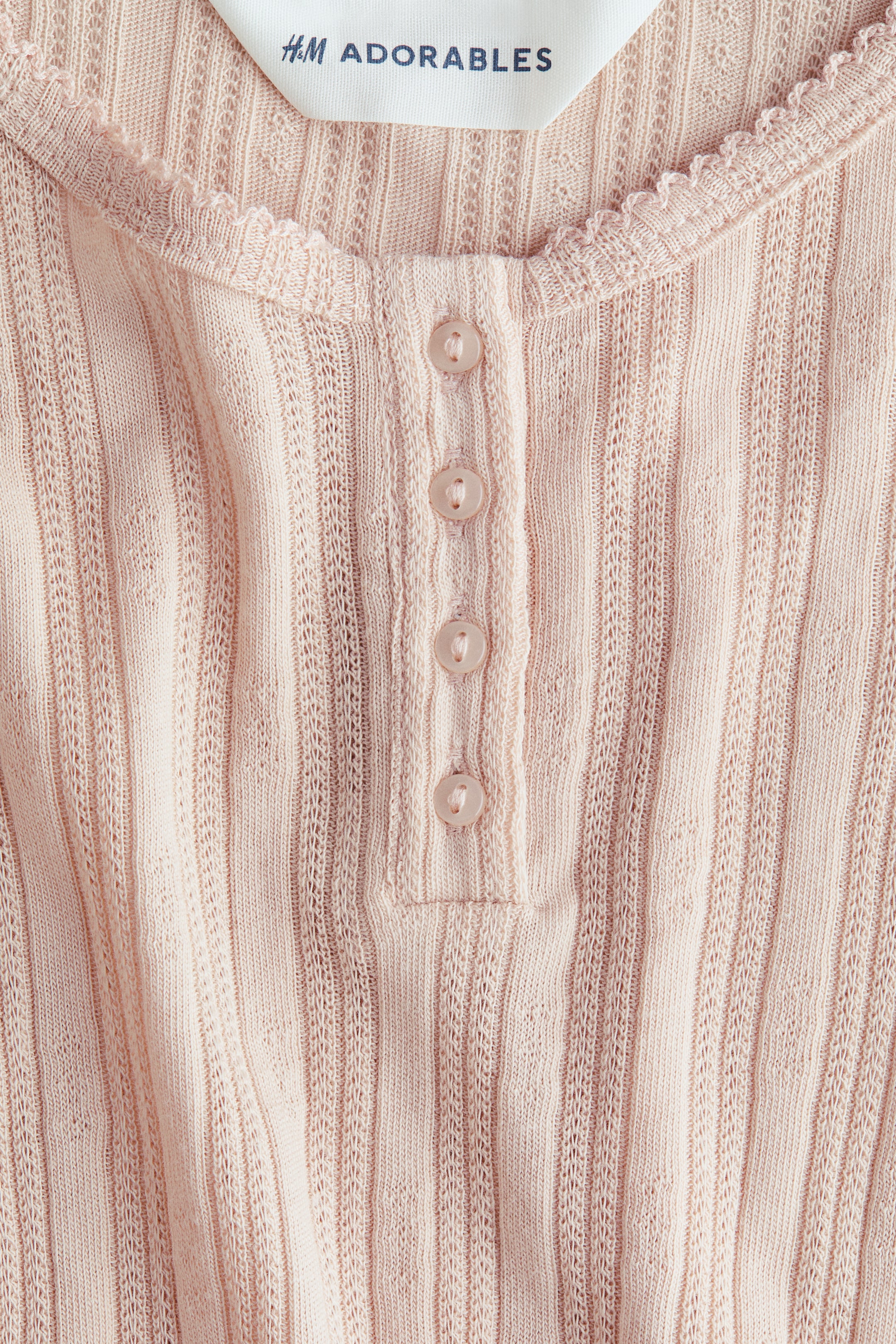 Ampliar la imagen: Top en tejido pointelle - Beige claro - Kids | H&M MX 2