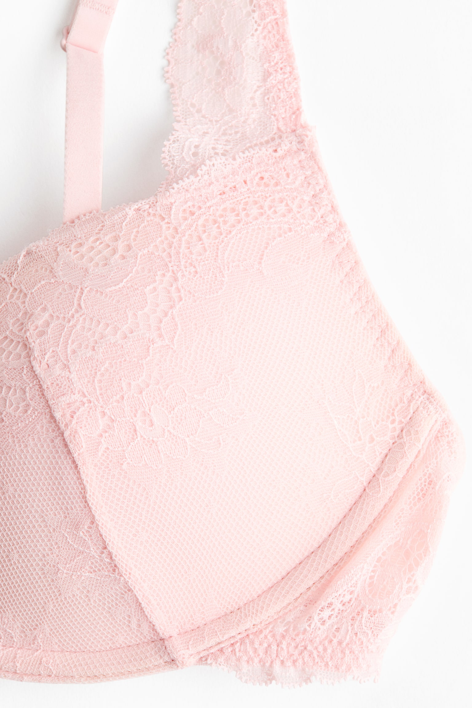 Krajková push-upka bez kostic - Světle růžová/Černá - 6