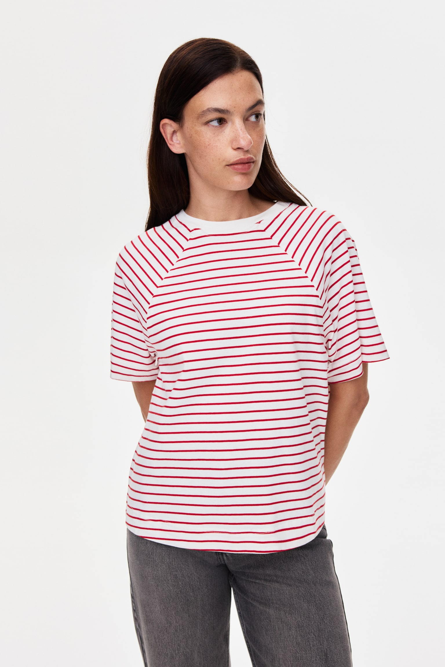 MAMA Before & After Nursing T-shirt - White/Red striped/White/Navy blue striped - 4