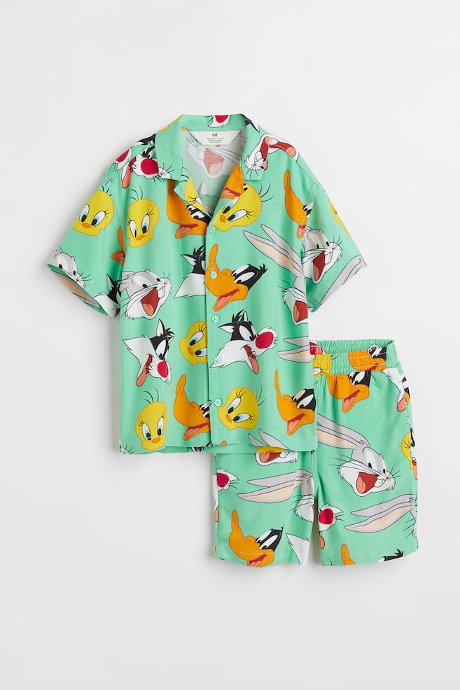 2-piece patterned set - Green/Looney Tunes