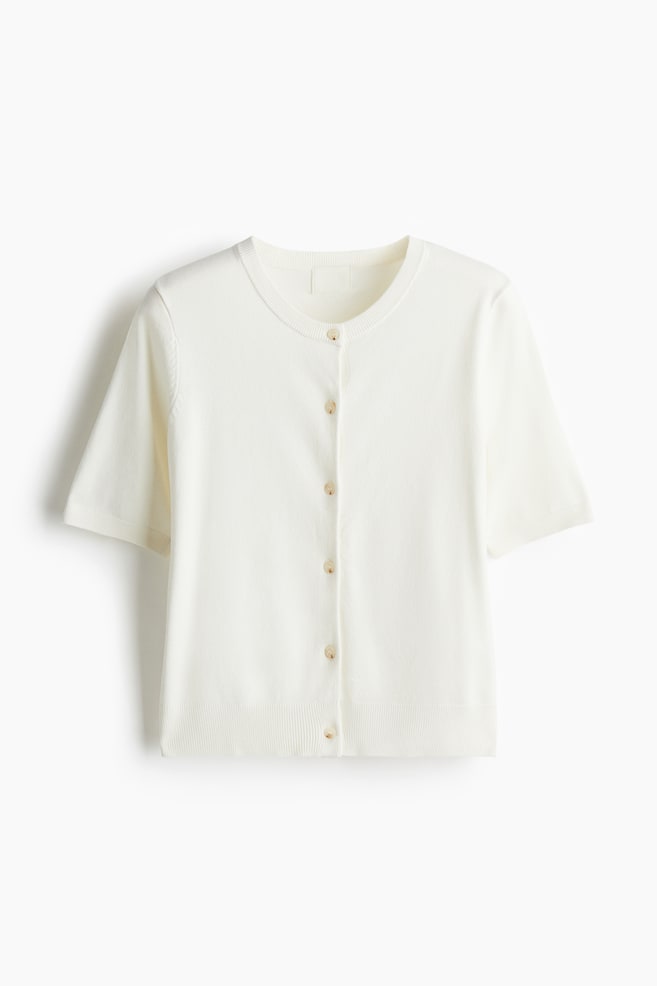 Short-Sleeved Cardigan - White - 1