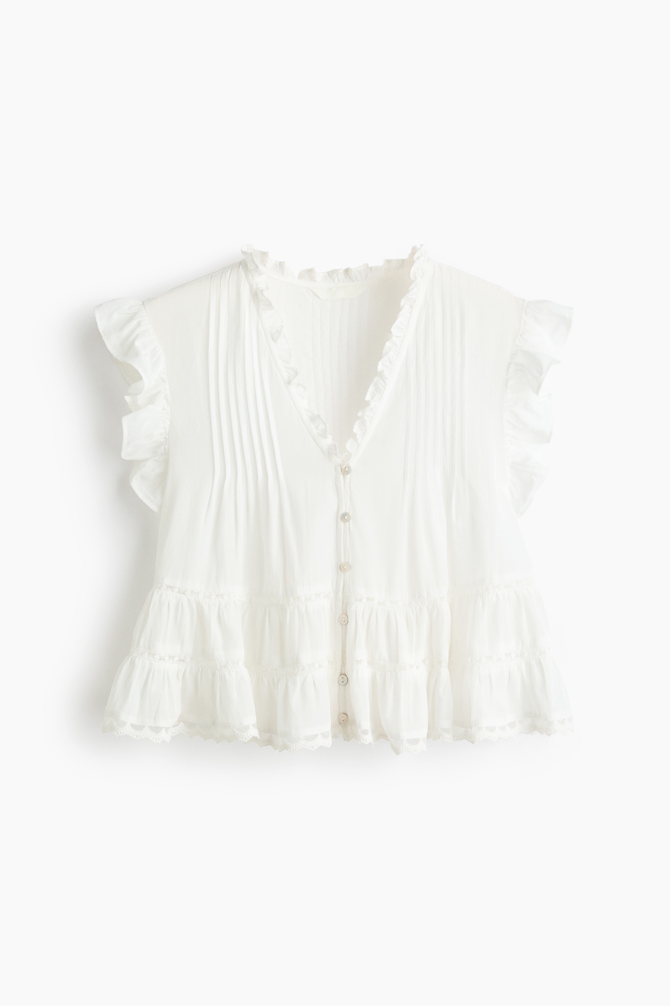 Blouse with Pintucks - White