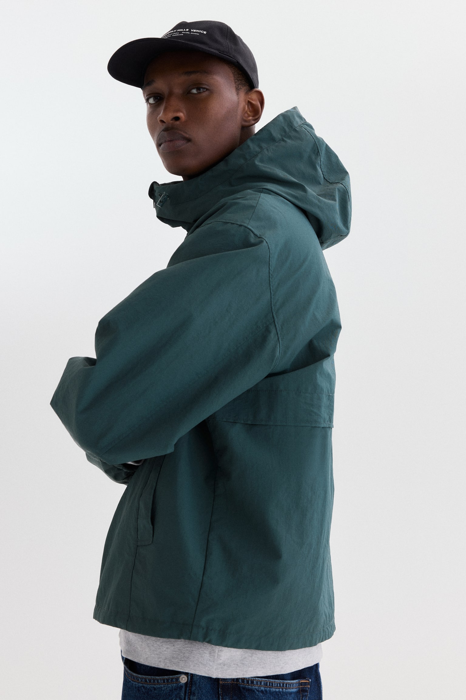Water-repellent nylon windbreaker - Dark teal/Grey - 4