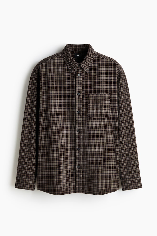 Relaxed Fit Cotton Shirt - Brown/Check/Pink/Check/Beige/Check - 1