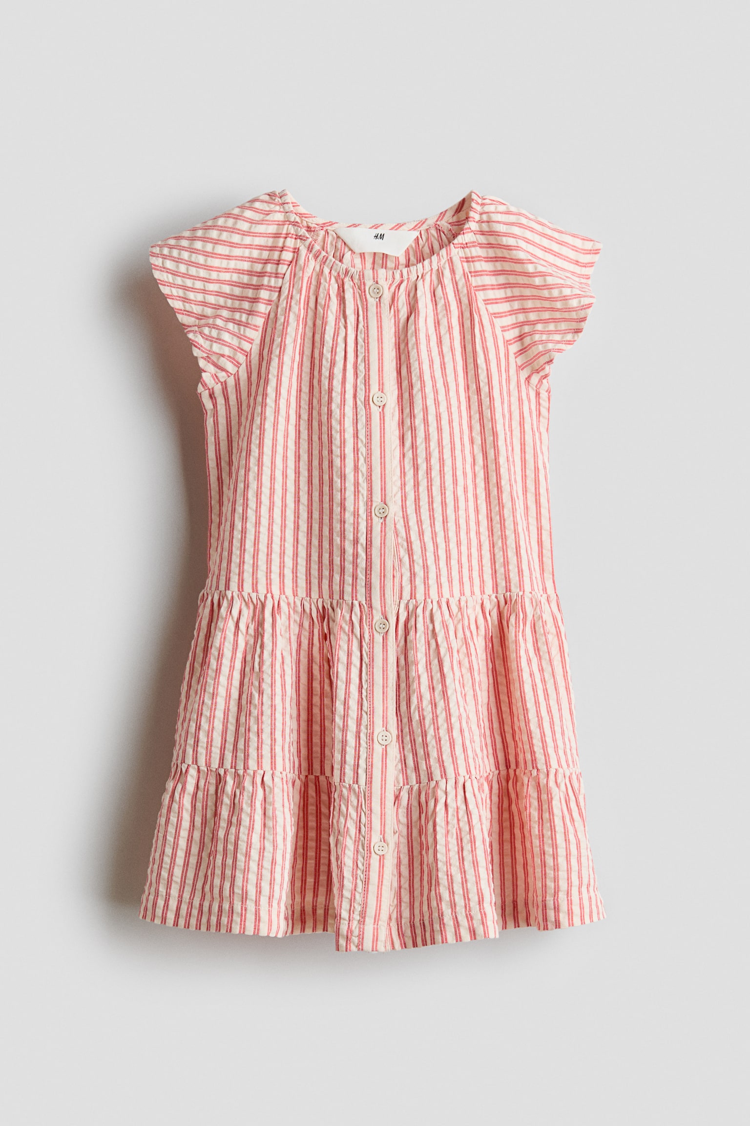Robe à étages en seersucker - Rouge/rayé/Bleu clair/fraises/Rouge/blanc/fleuri
