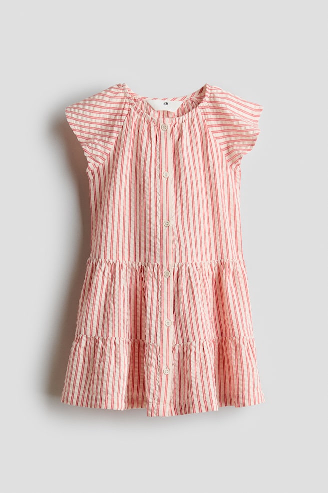 Tiered Seersucker Dress - Red/striped/White/pink floral/Light blue/strawberries/White/La Dolce Vita - 1