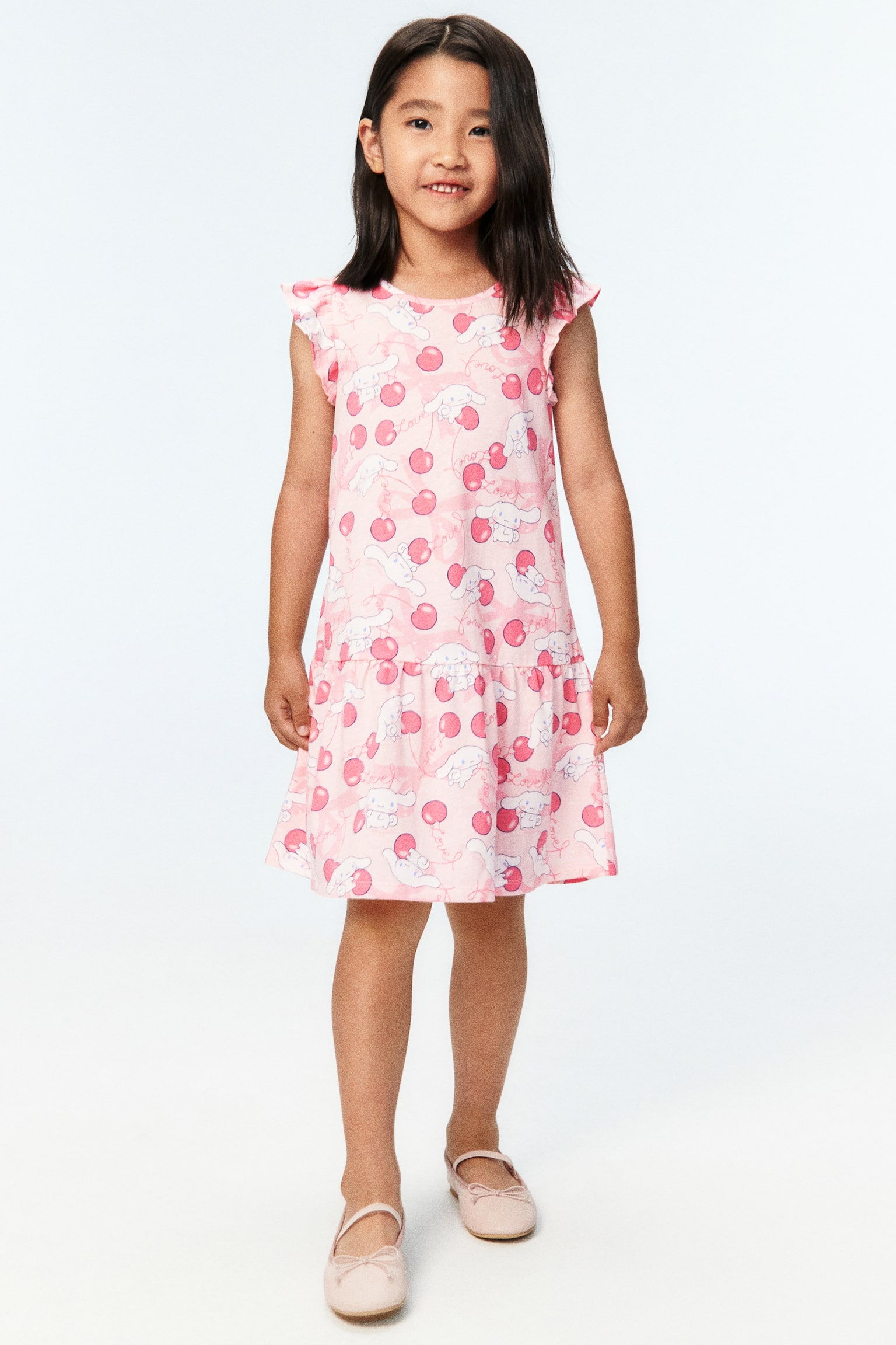 Printed cotton jersey dress - Pink/Cinnamoroll/Light dusty blue/Cinnamoroll/Navy blue/Cinnamoroll - 1