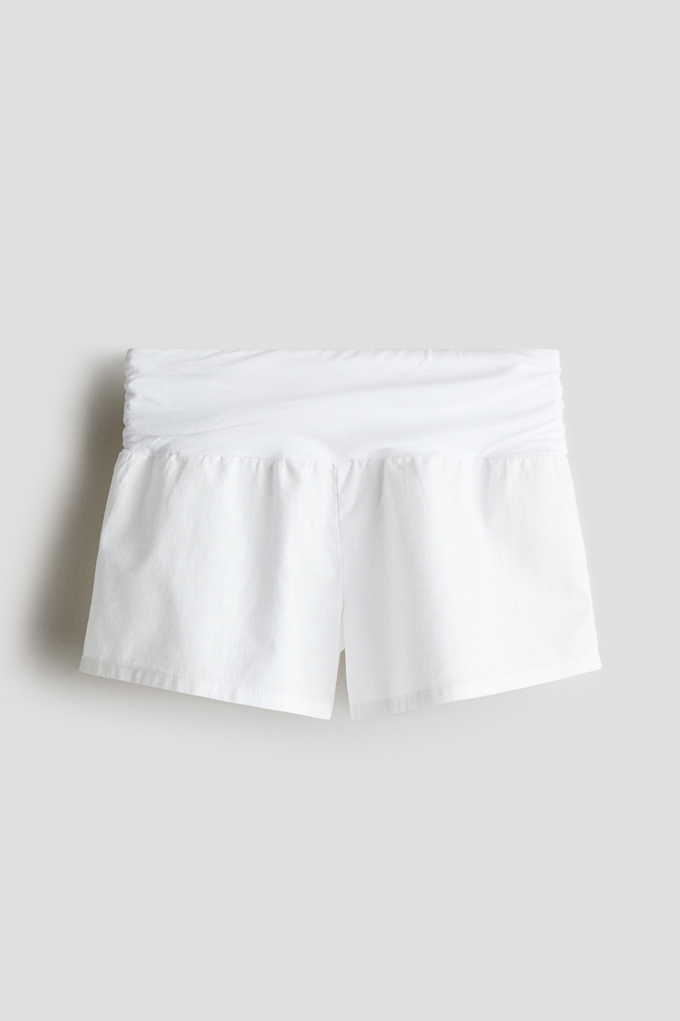 Къс панталон от ленена смес - Бял/Тъмносив