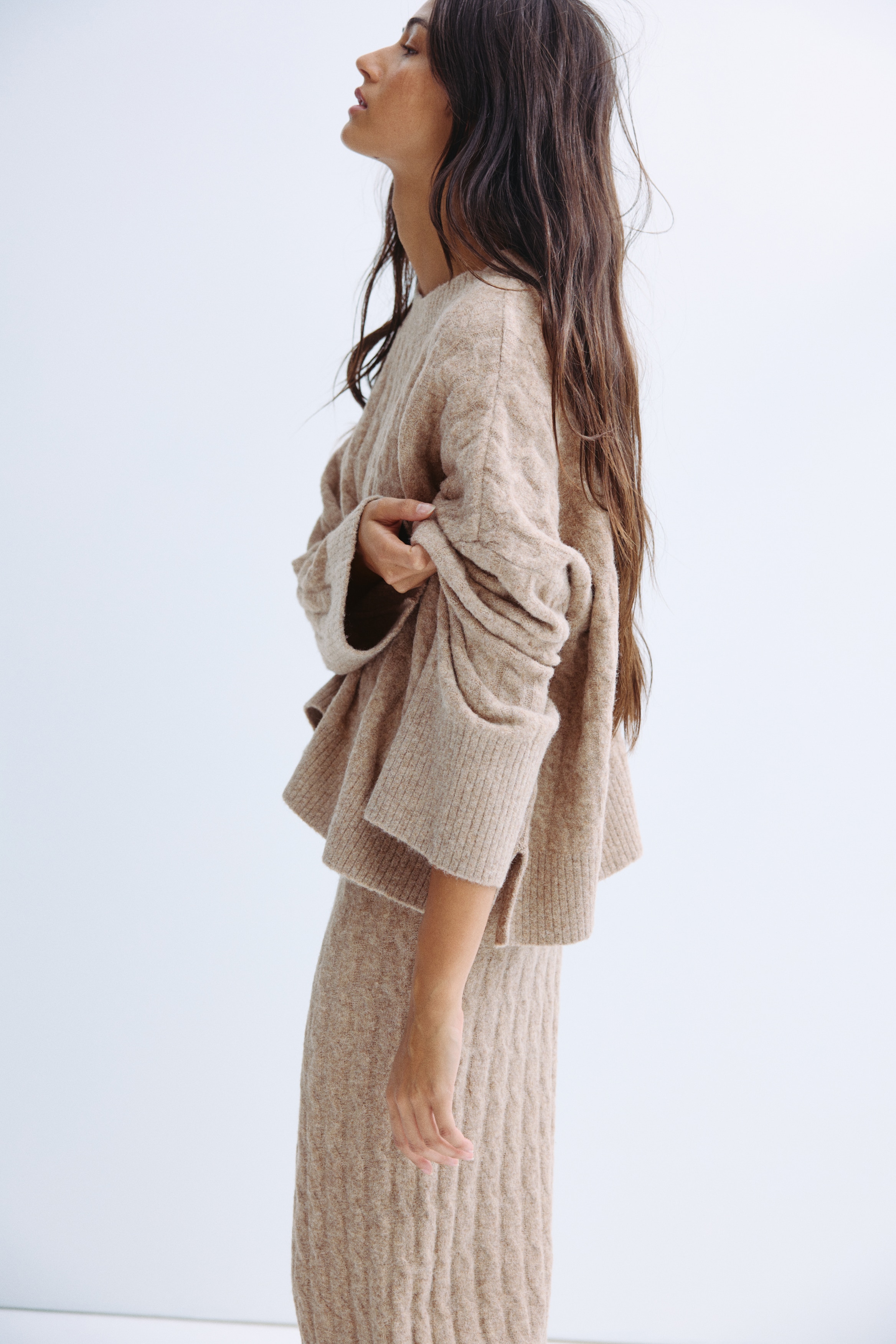 Cable-Knit Sweater - Dark beige melange - Ladies | H&M US