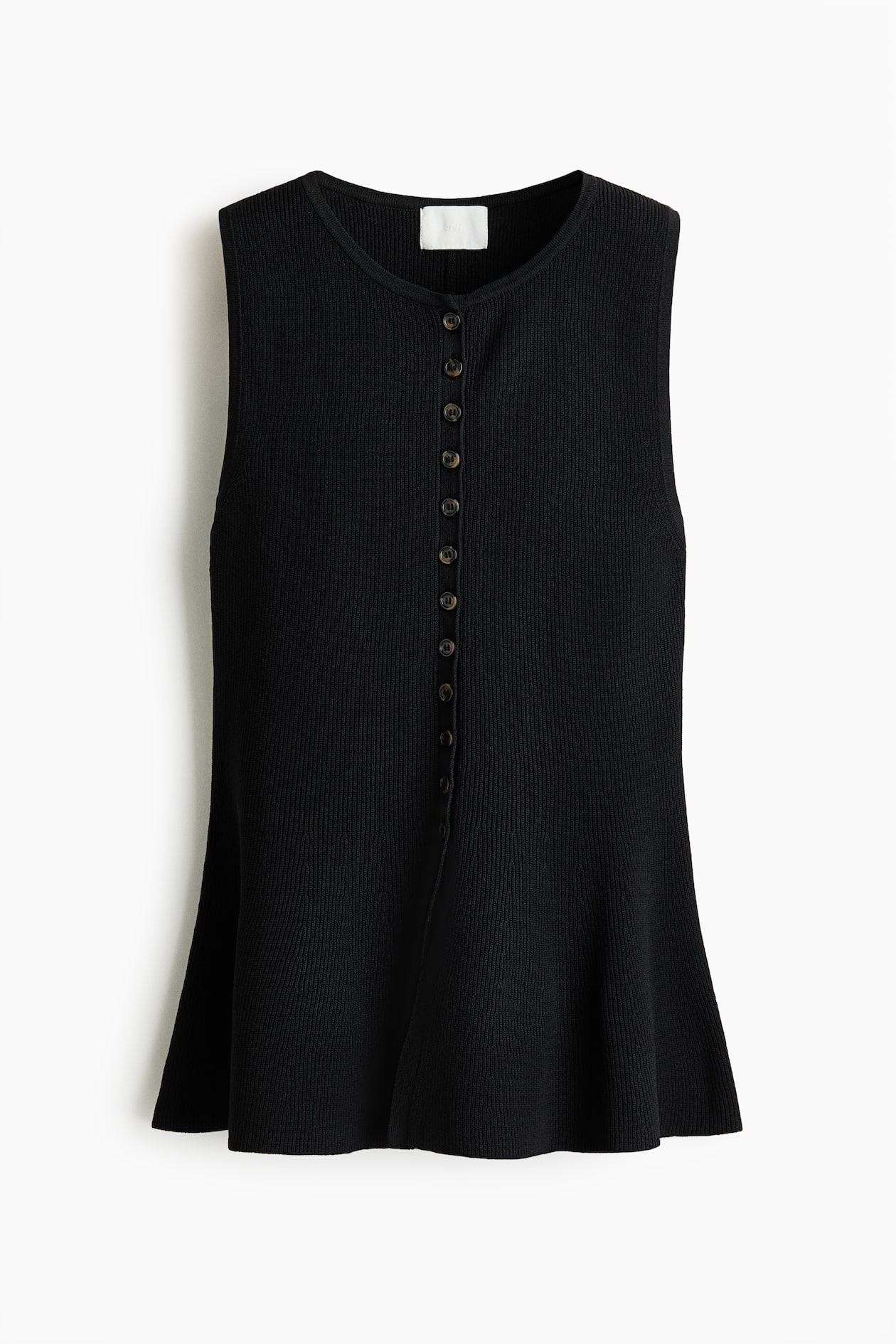 Rib-Knit Peplum Sleeveless Top