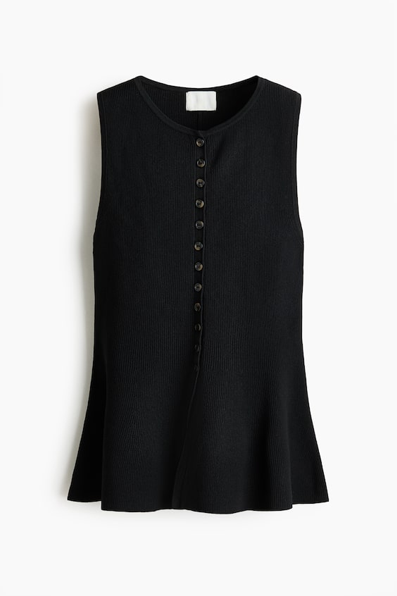 Женские топы H&M Rib-Knit Peplum Sleeveless Top