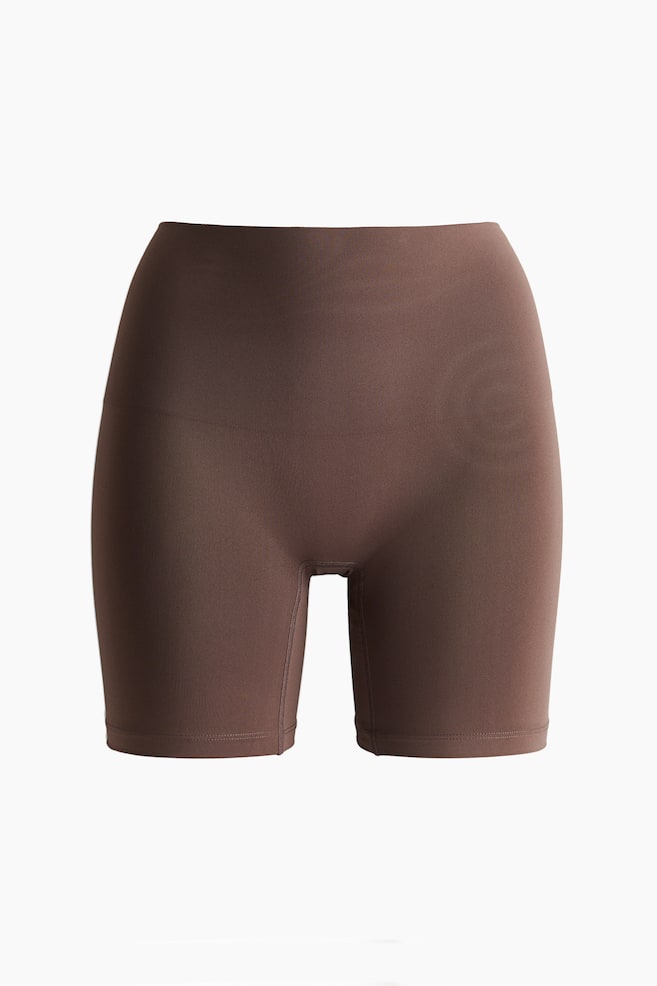 Bezešvé kalhotky s nohavičkou biker Light Shape - Dark brown - 1