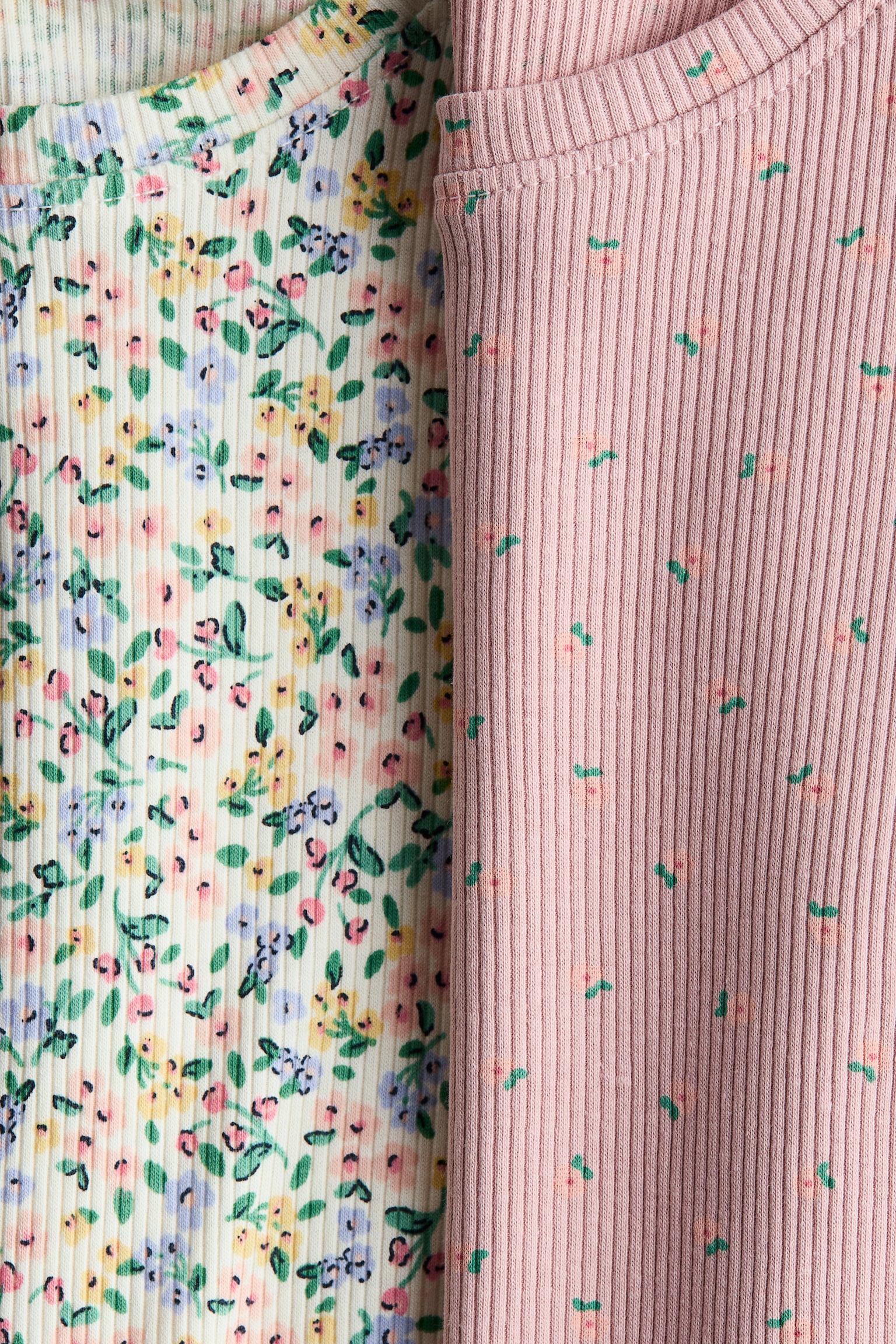 2-pack flounce-trimmed tops - Light dusty pink/Floral/Black/Spotted/Navy blue/Floral - 2