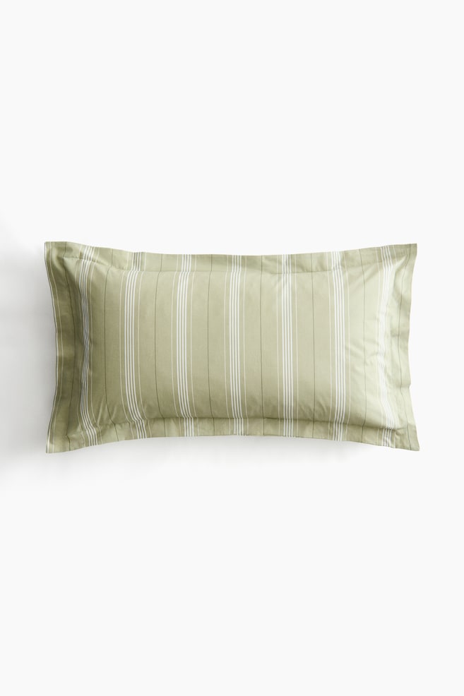Cotton Percale Pillowcase - Green/striped/Light yellow/striped/Powder pink/striped/Light blue/striped - 1