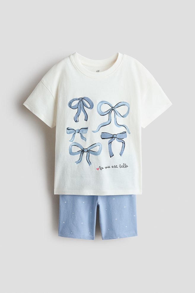 2-piece cotton jersey set - Light blue/Bows/Light pink/Croissant/Light turquoise/Cherries/Light purple/Strawberries/Cream/Cherries/Cream/Gelato/Pink/Beach Day - 1