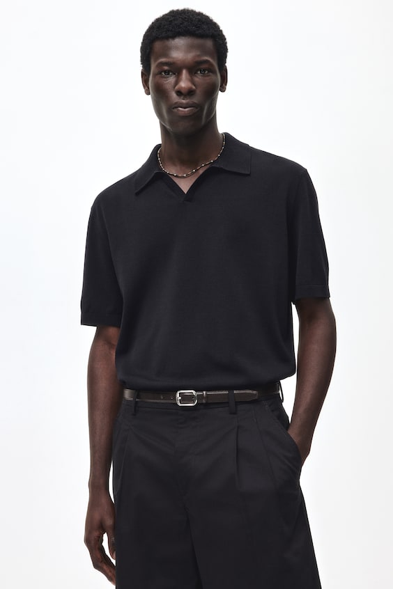 Top polo z domieszką jedwabiu Regular Fit