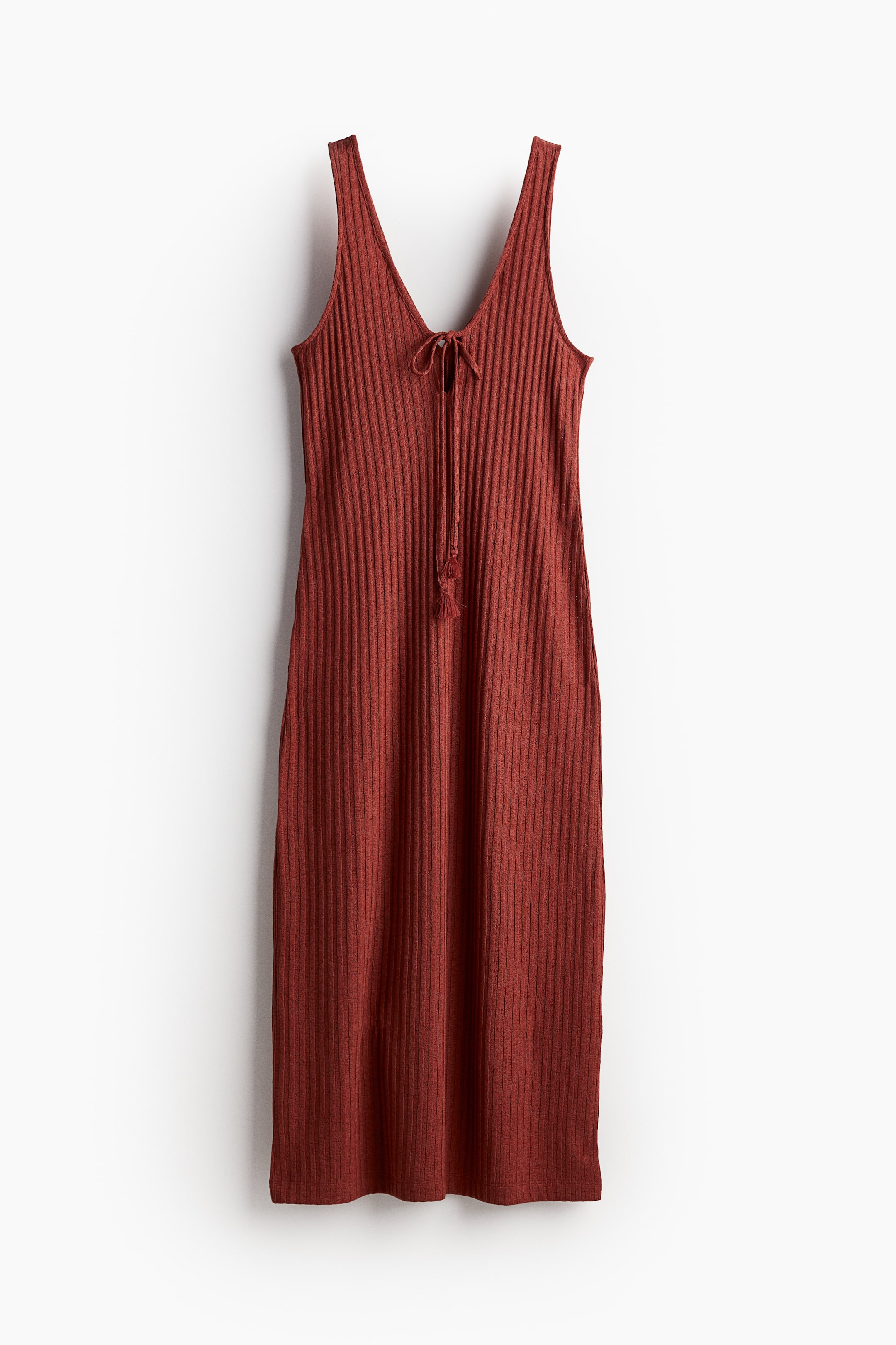 Tie Detail Rib Knit Dress Rust Red Ladies Handm Us