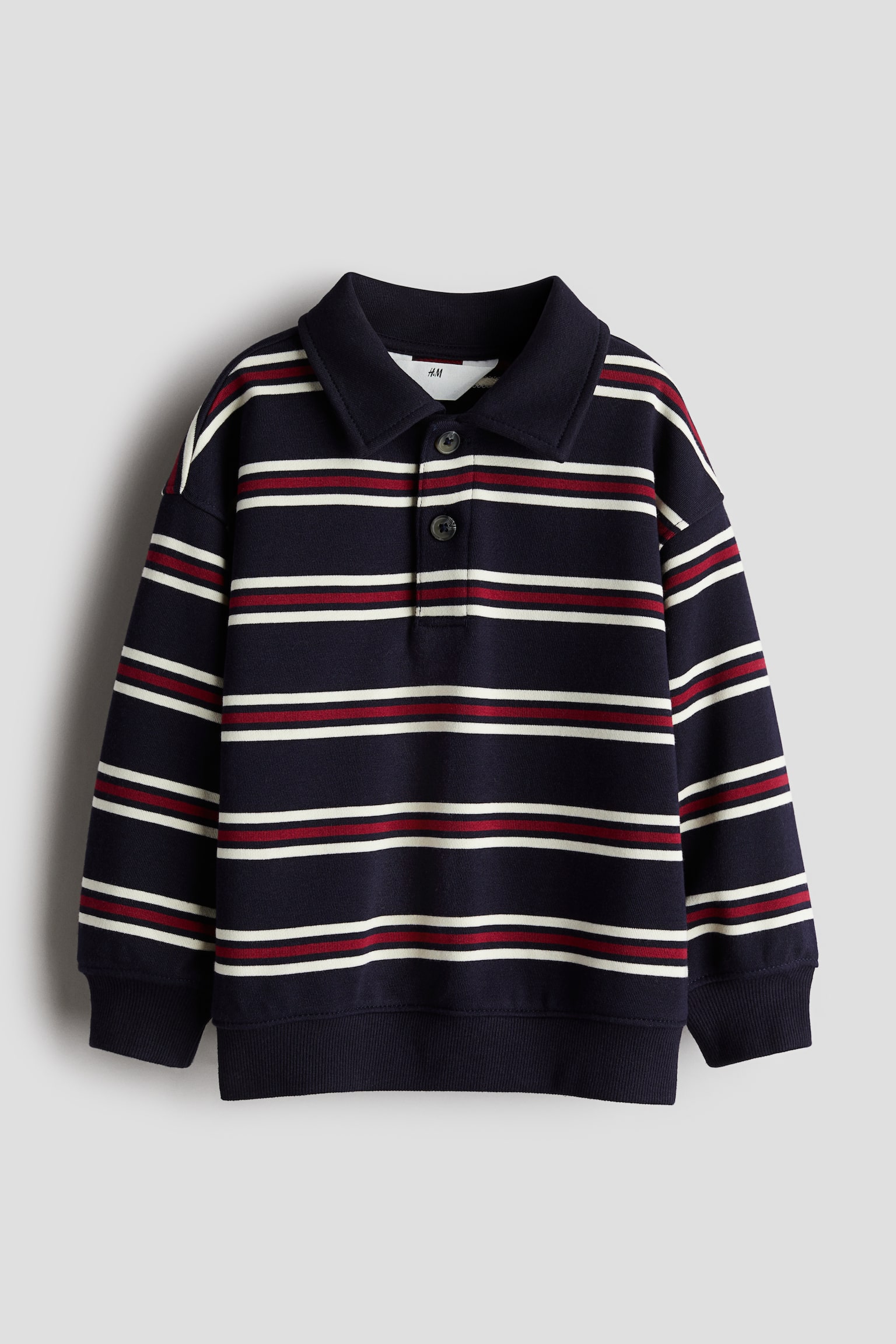 Polo sweatshirt - Dark blue/Striped - 1