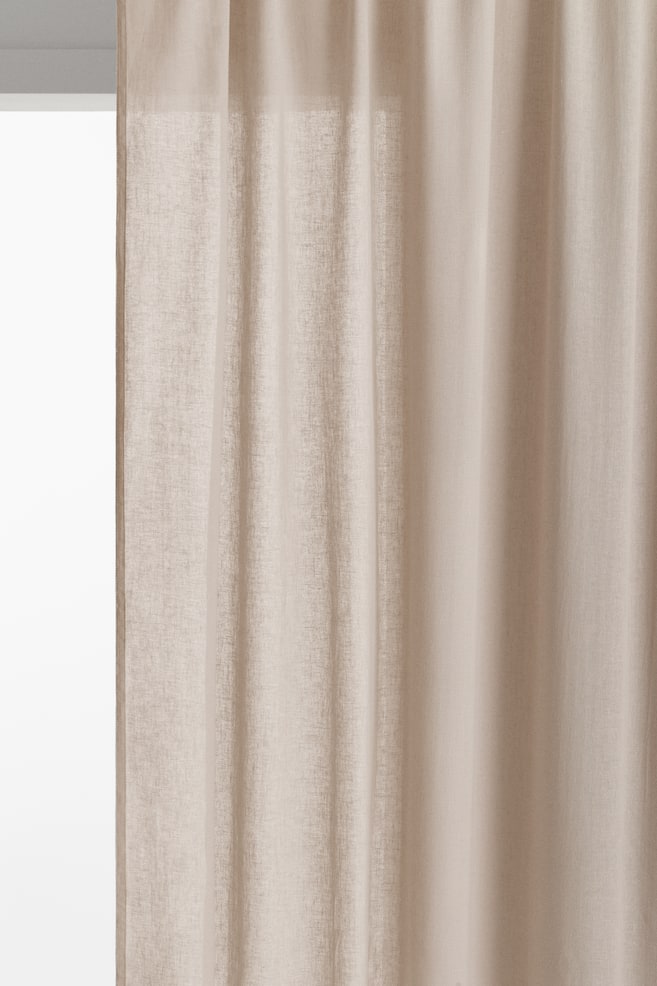 2-Pack Linen-Blend Curtain Panels - Beige/Beige/Light blue/White - 1