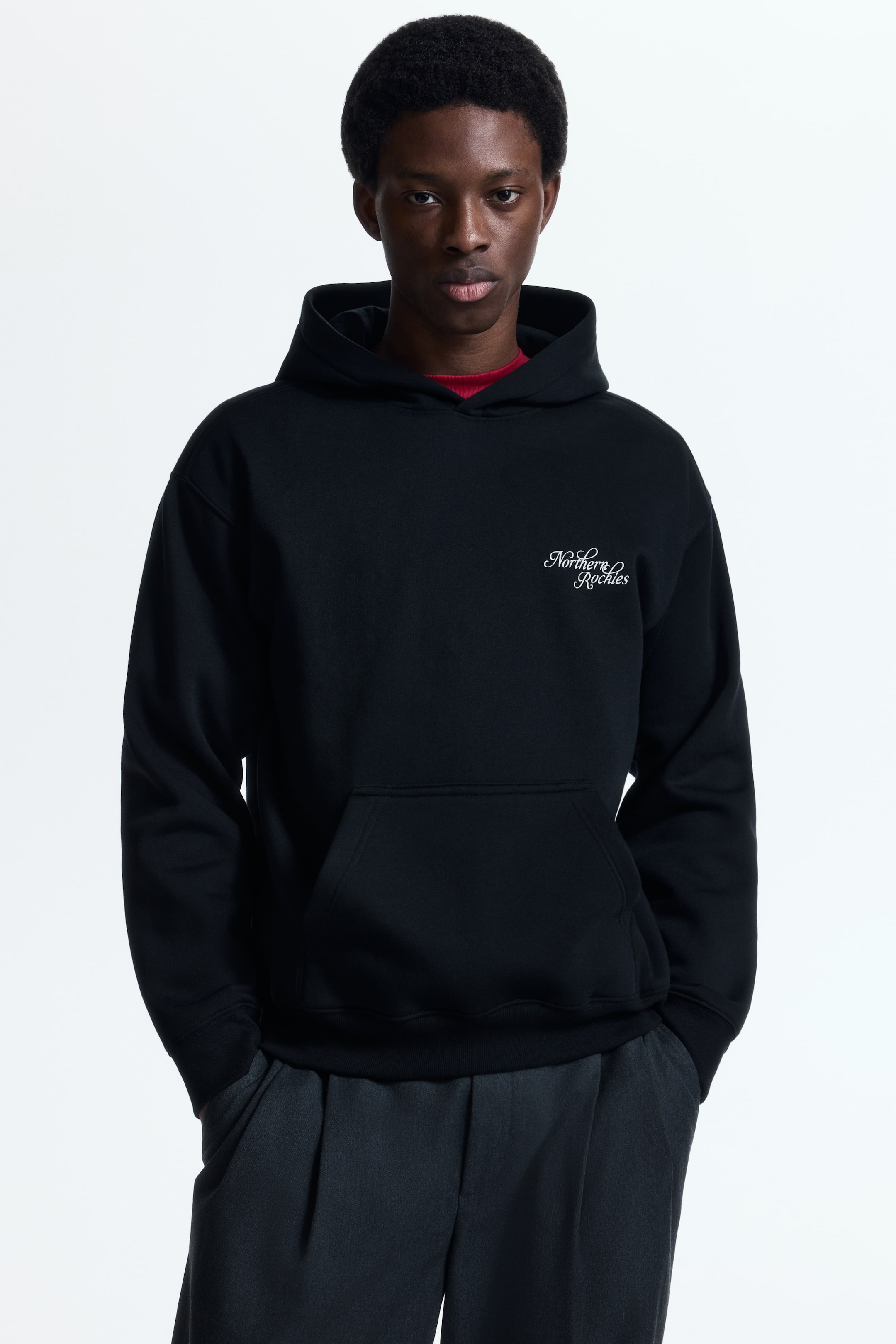 Größeres Bild anzeigen: Bedruckter Hoodie in Relaxed Fit - Black/Northern rockies - Men | H&M AT 1