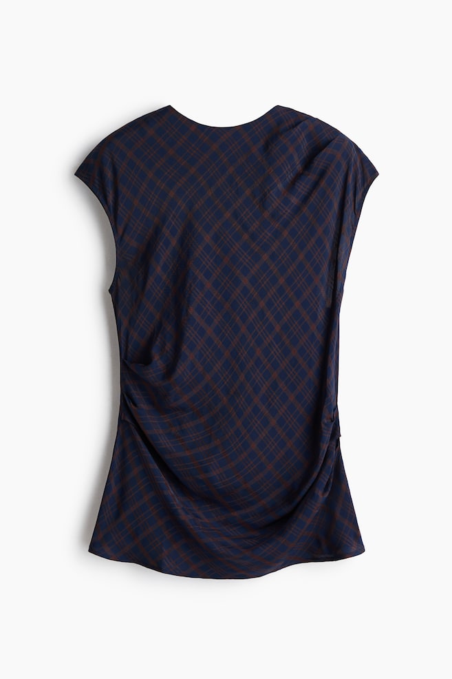 Top drapeado con manga japonesa - Azul oscuro/Cuadros - 1