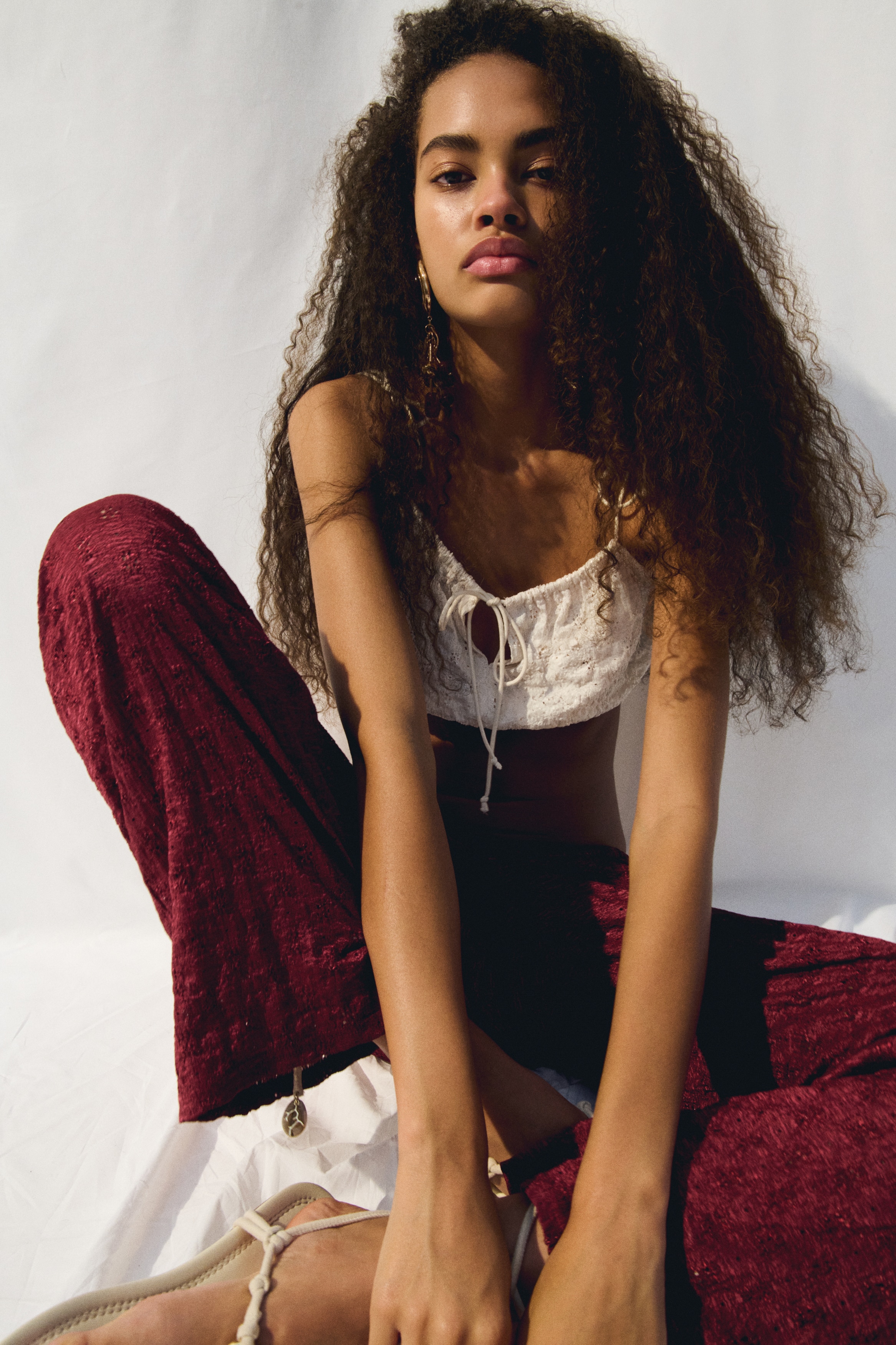 Lace-look drawstring trousers