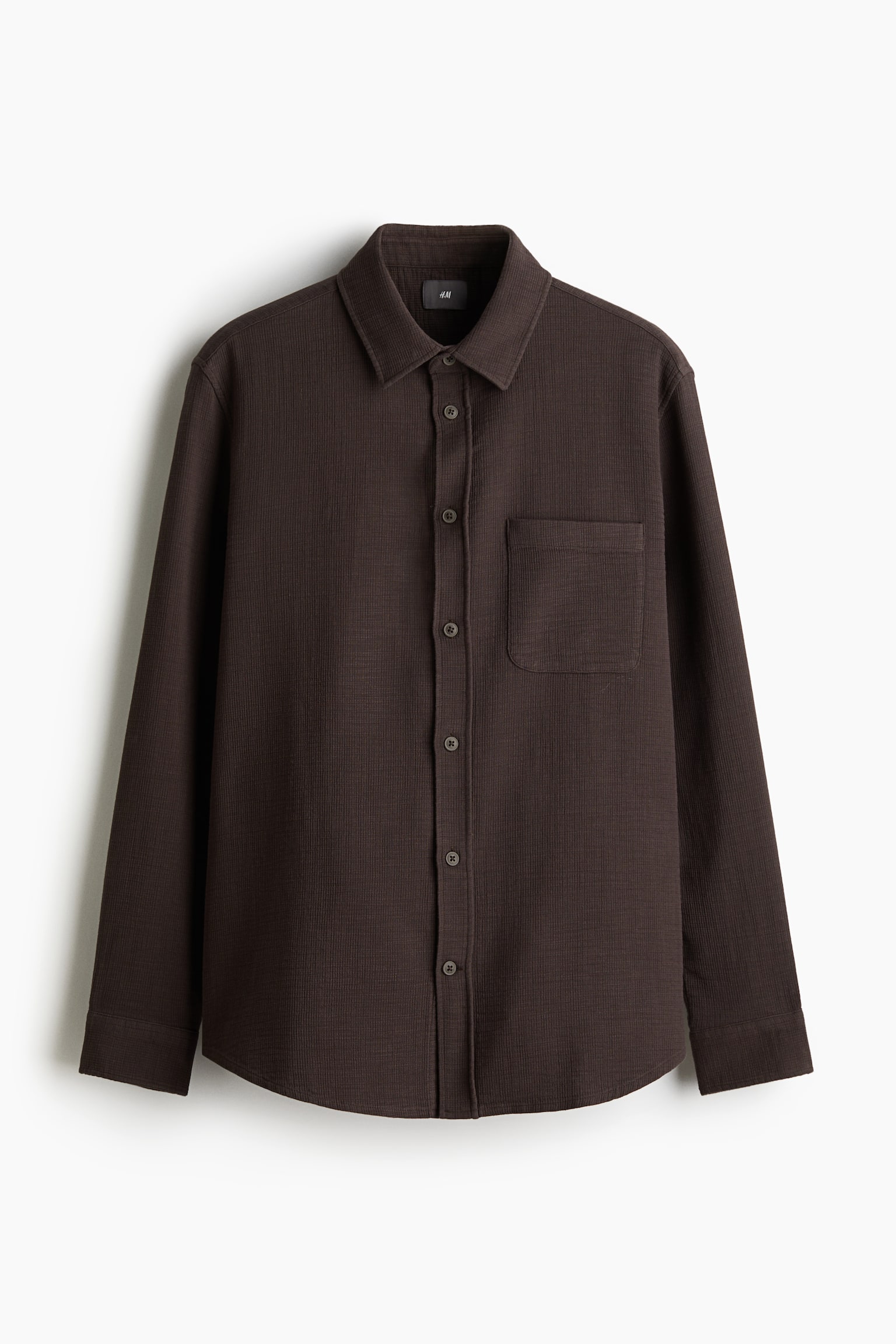 Regular Fit Textured-weave shirt - Dark brown - 1