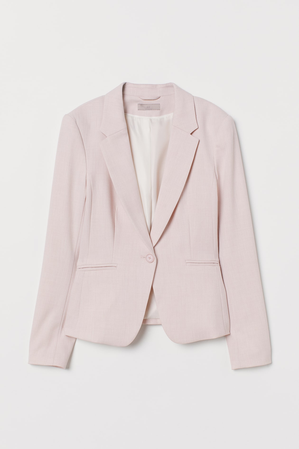 Fitted Blazer - Long sleeve - Short - Light pink/herringbone pattern ...