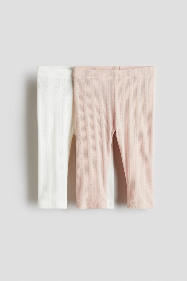 2-pack leggings - Ljusrosa/Vit/Ljusblå/Hjärtan/Ljusgrön/Mörkgrå/Gråbeige/Crèmevit/Rosa/Ljusrosa/Ljuslila/Ljusrosa - 1