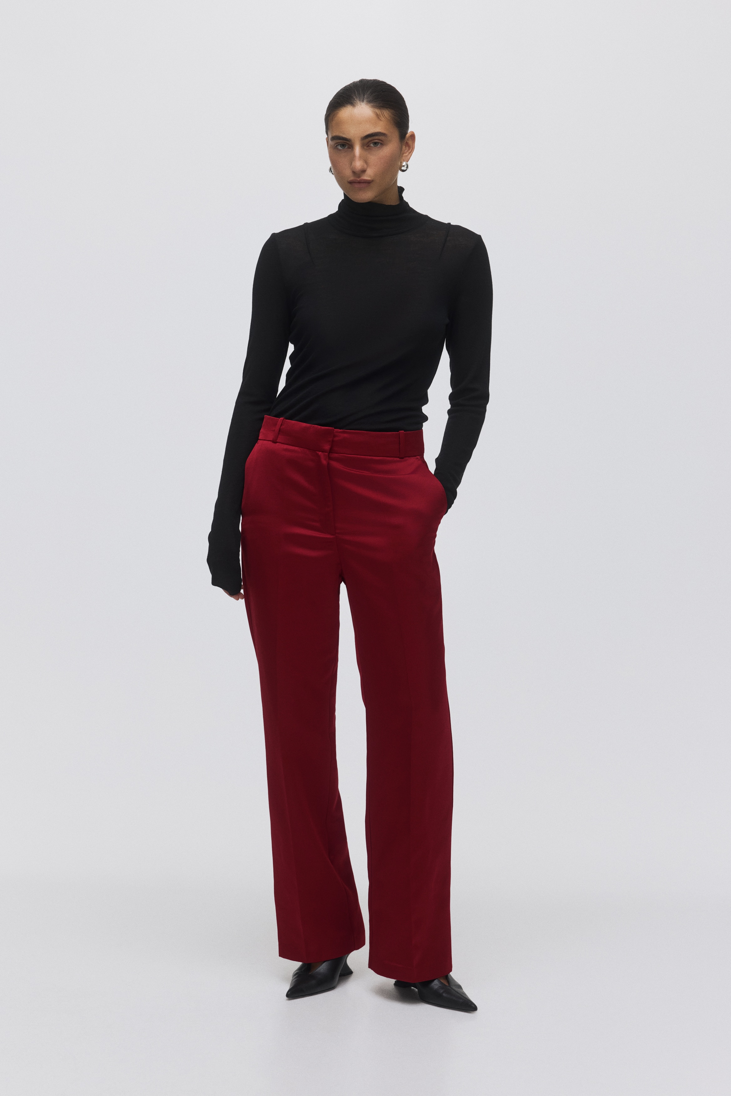 H & M - High-waisted tailored trousers - レッド