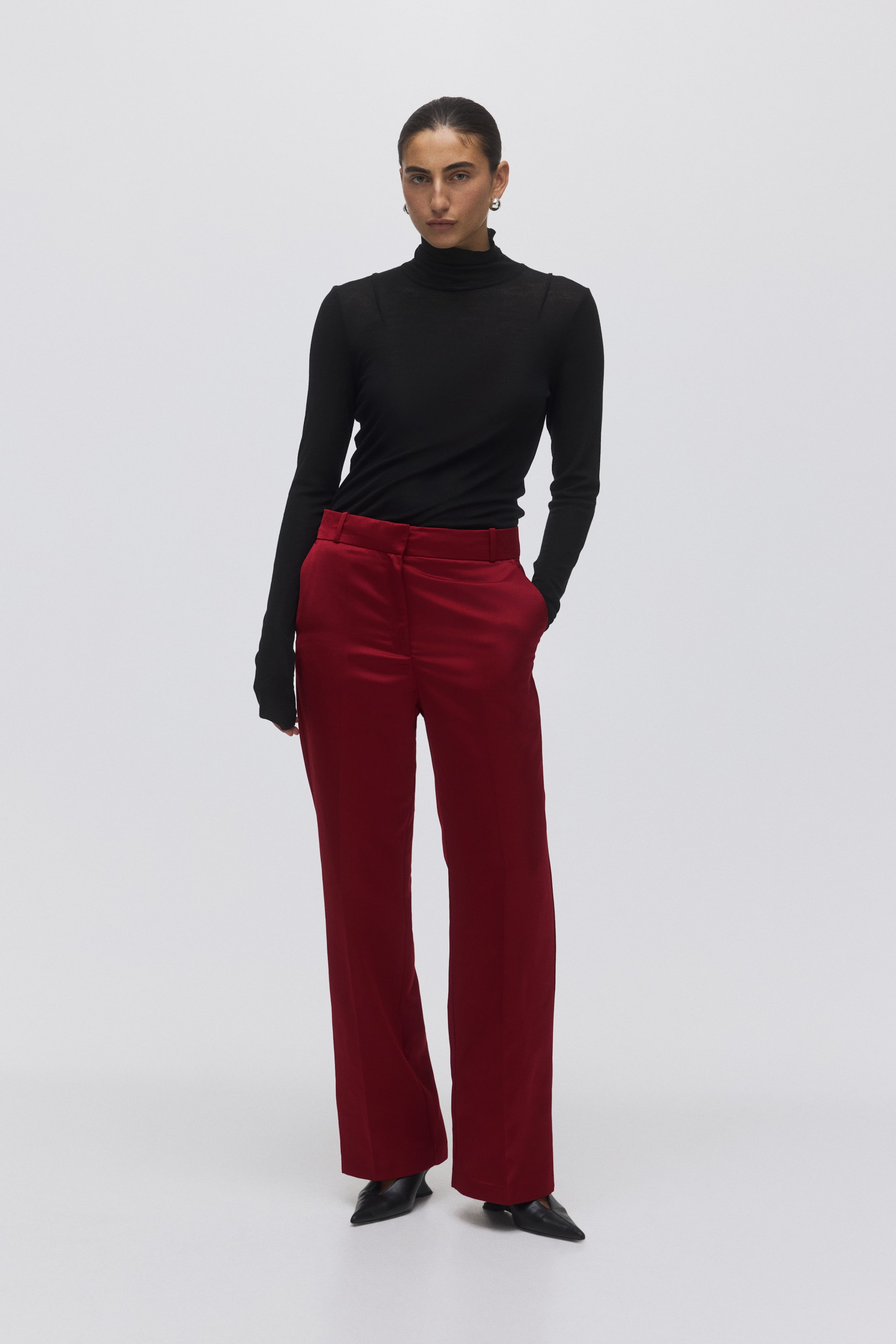 View larger image: High-waisted tailored trousers - Dark red - Ladies | H&M MY 1