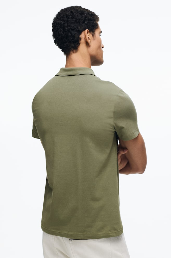 Slim-Fit Polo Shirt - Khaki green/Black/Navy blue/Teal - 5