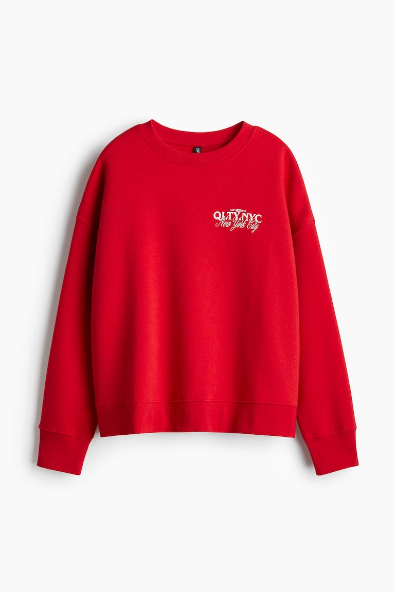 Oversized motif-detail sweatshirt - Red/NYC - Ladies | H&M IN 