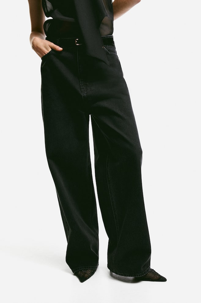 Wide denim trousers - Black - 6