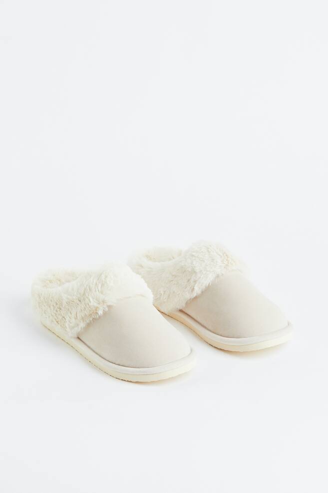 Warm-lined slippers - Natural white - 3