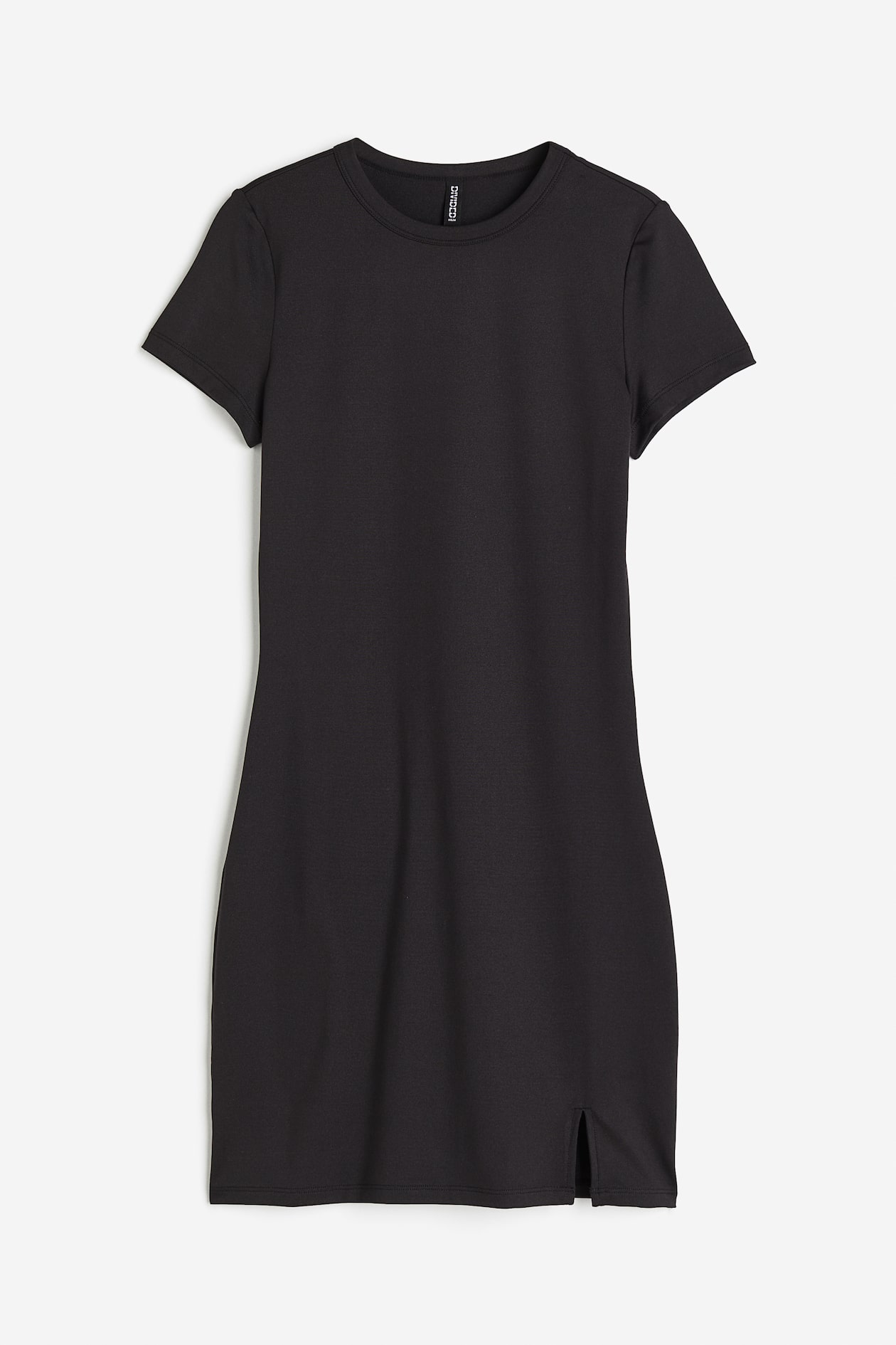 Slit-hem Bodycon Dress - Round Neck - Short sleeve - Black - Ladies | H ...