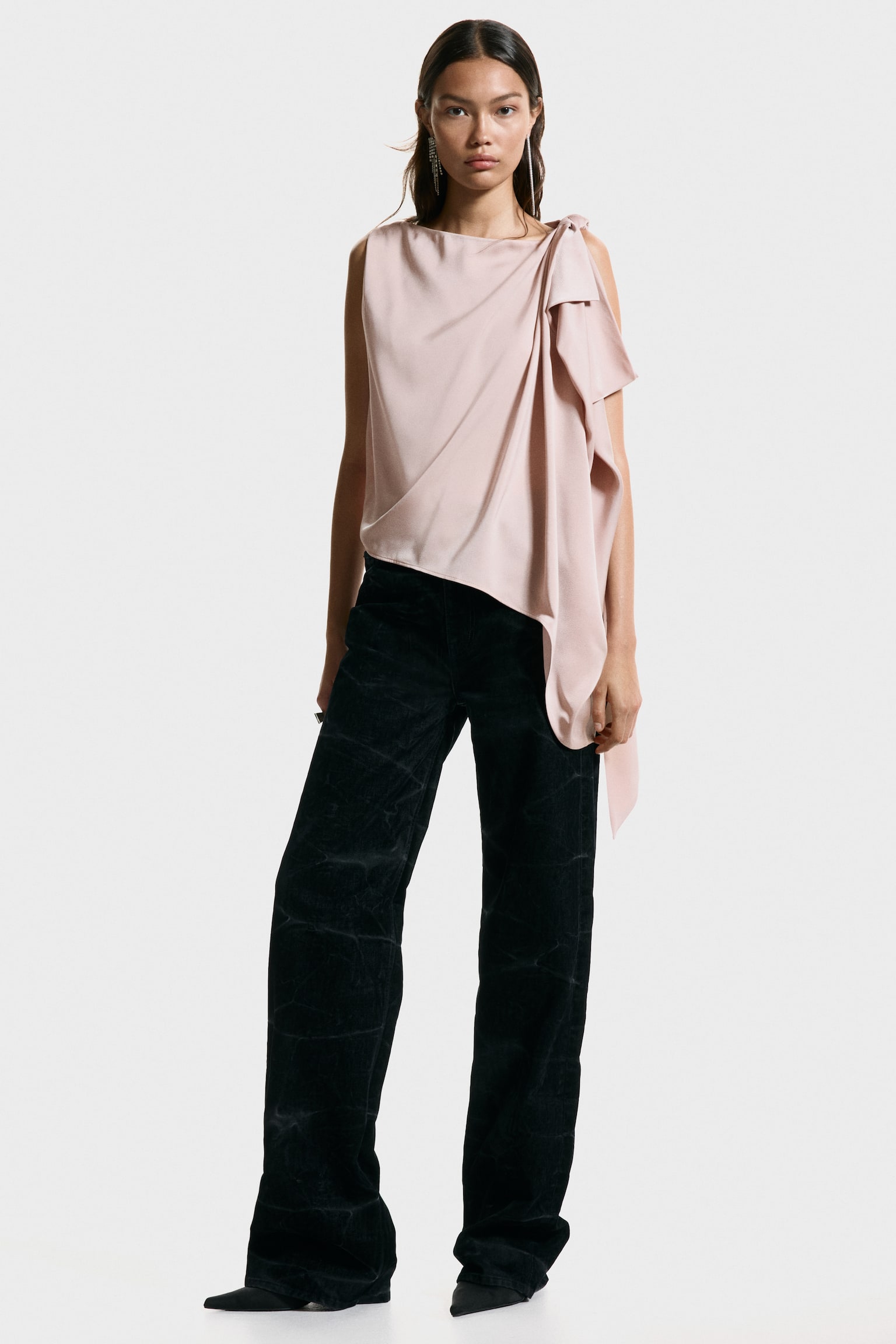 Řasený top - Tlumená růžová - 4