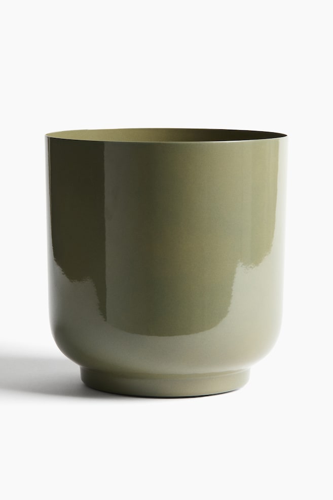 Large metal plant pot - Khaki green/Light taupe/Dark brown/Beige - 1