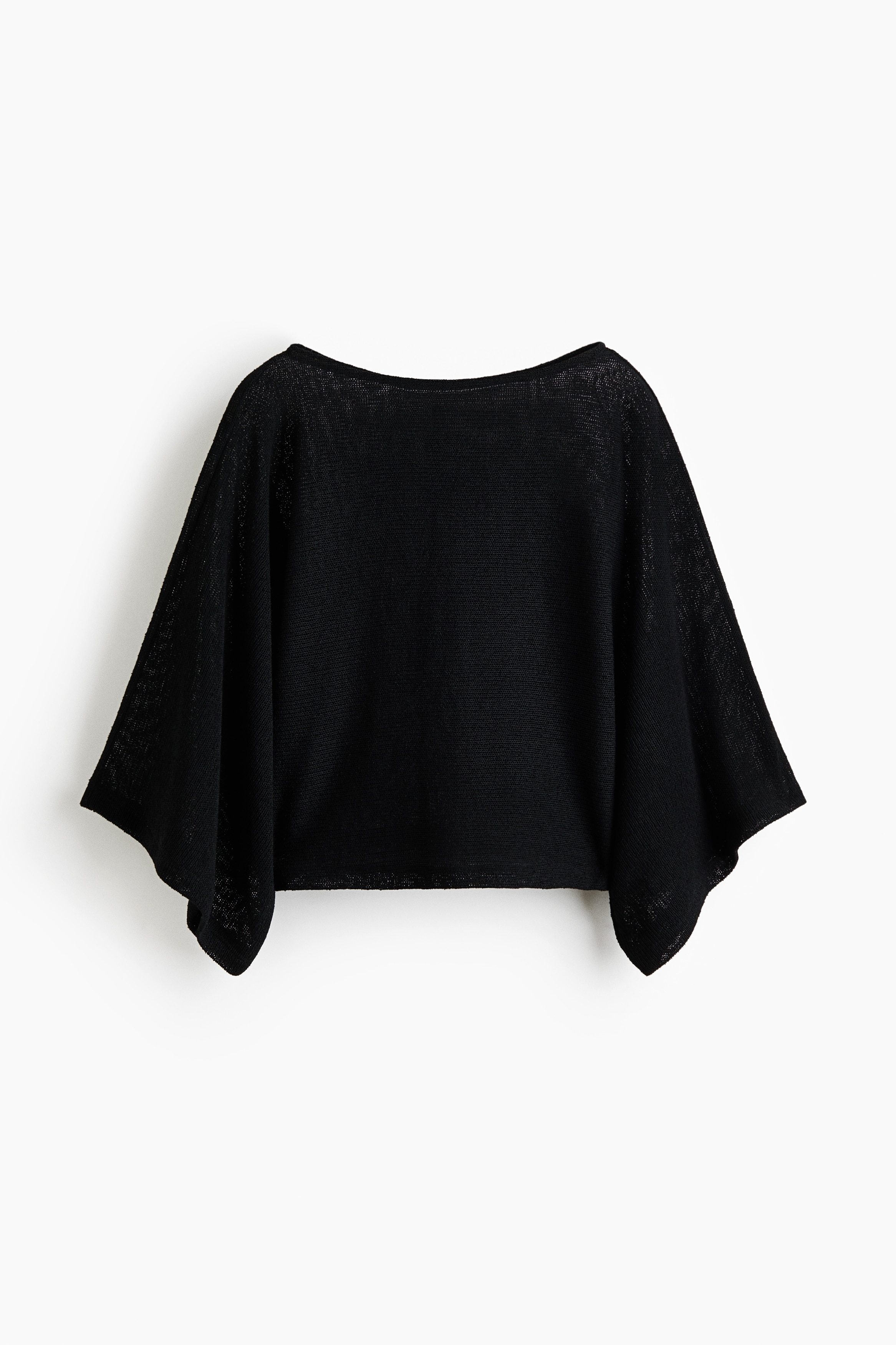 Top en maille avec manches cape - Noir/Vert kaki/Beige clair