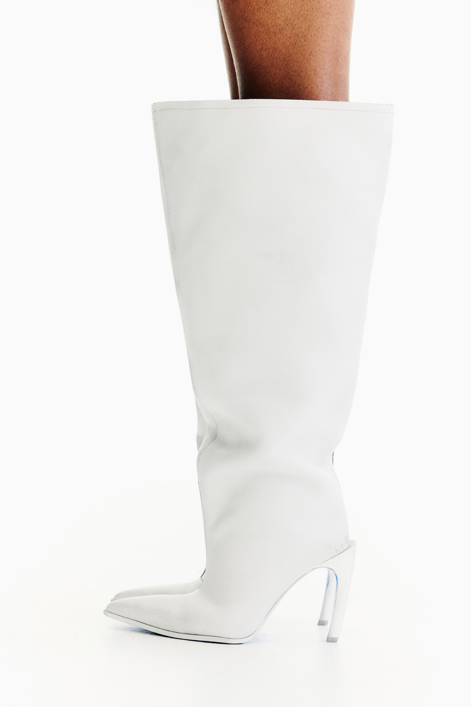 Oversized leather boots - White - 7