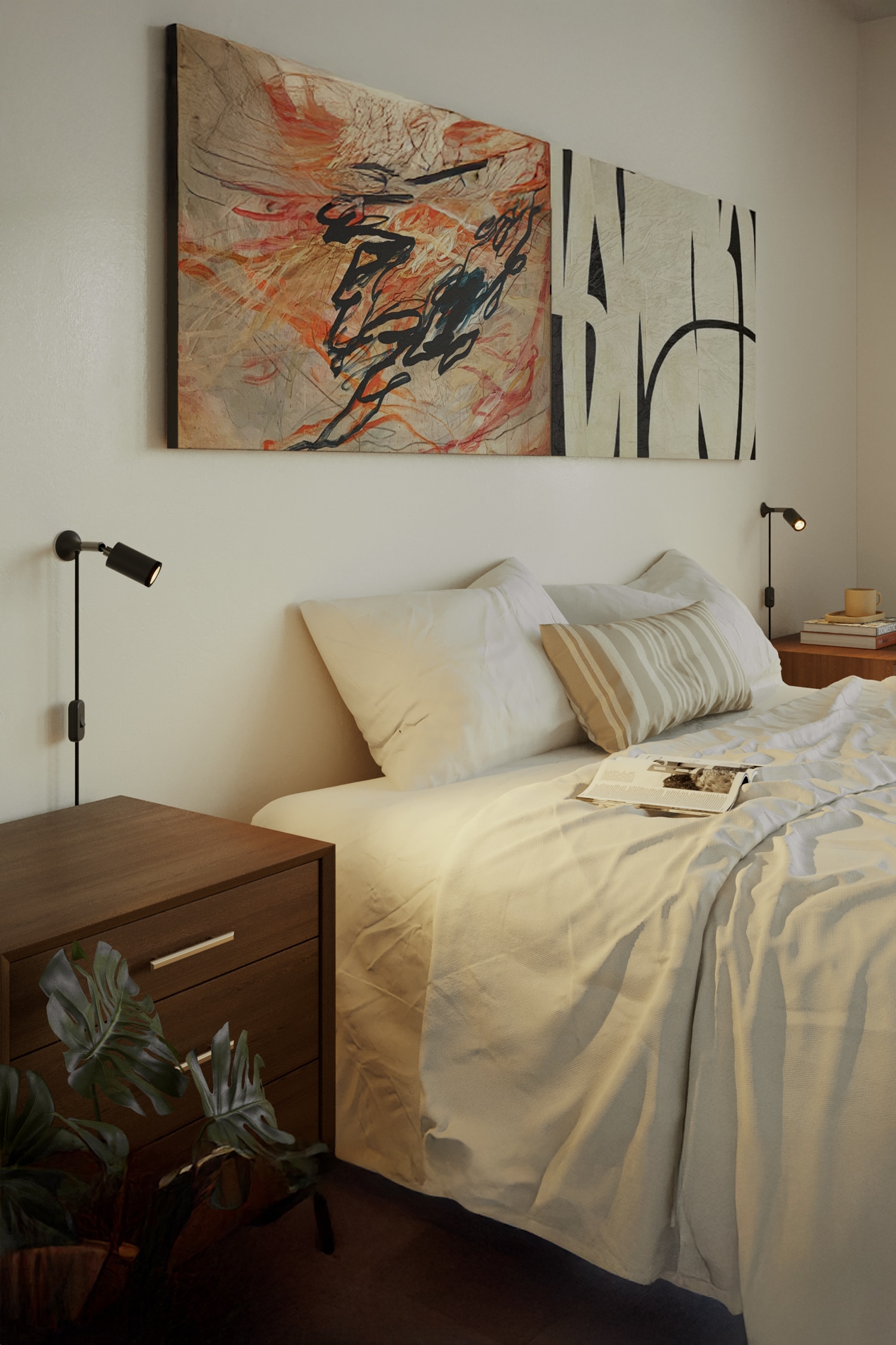 2 Spots Led Magnéticos De Parede Com Ficha - Preto Básico