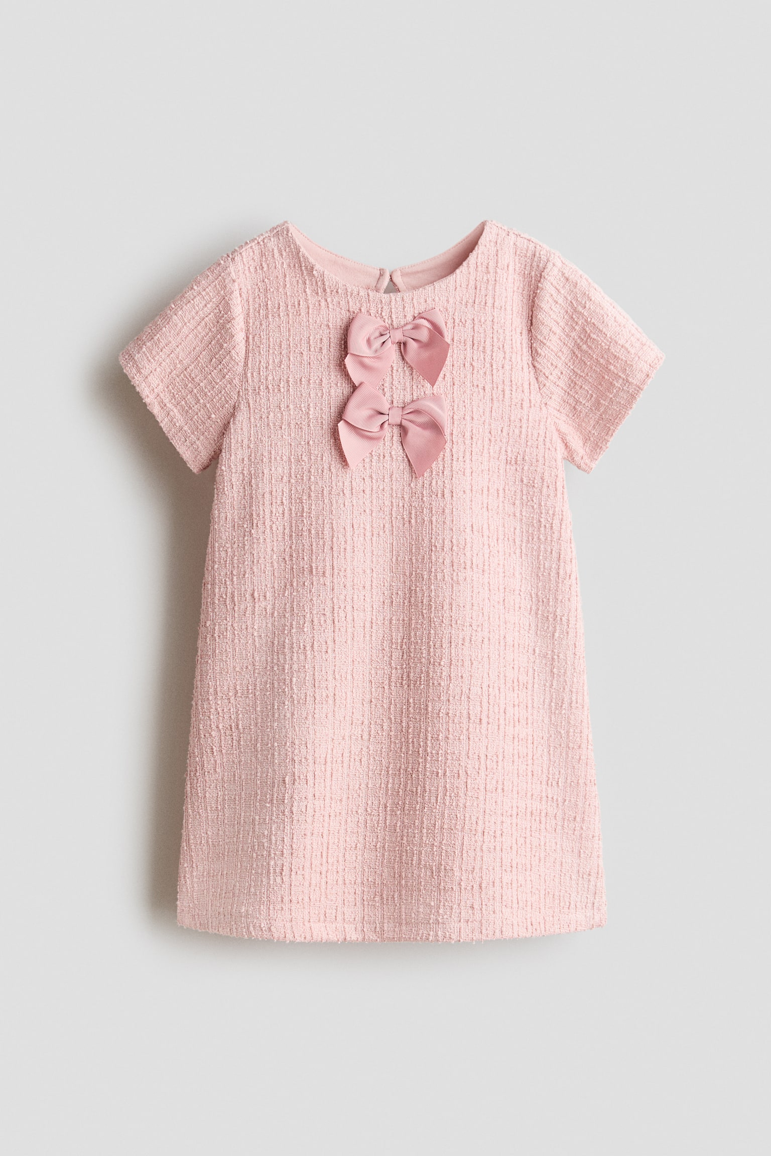 Bow-detail bouclé dress - Light pink/Red