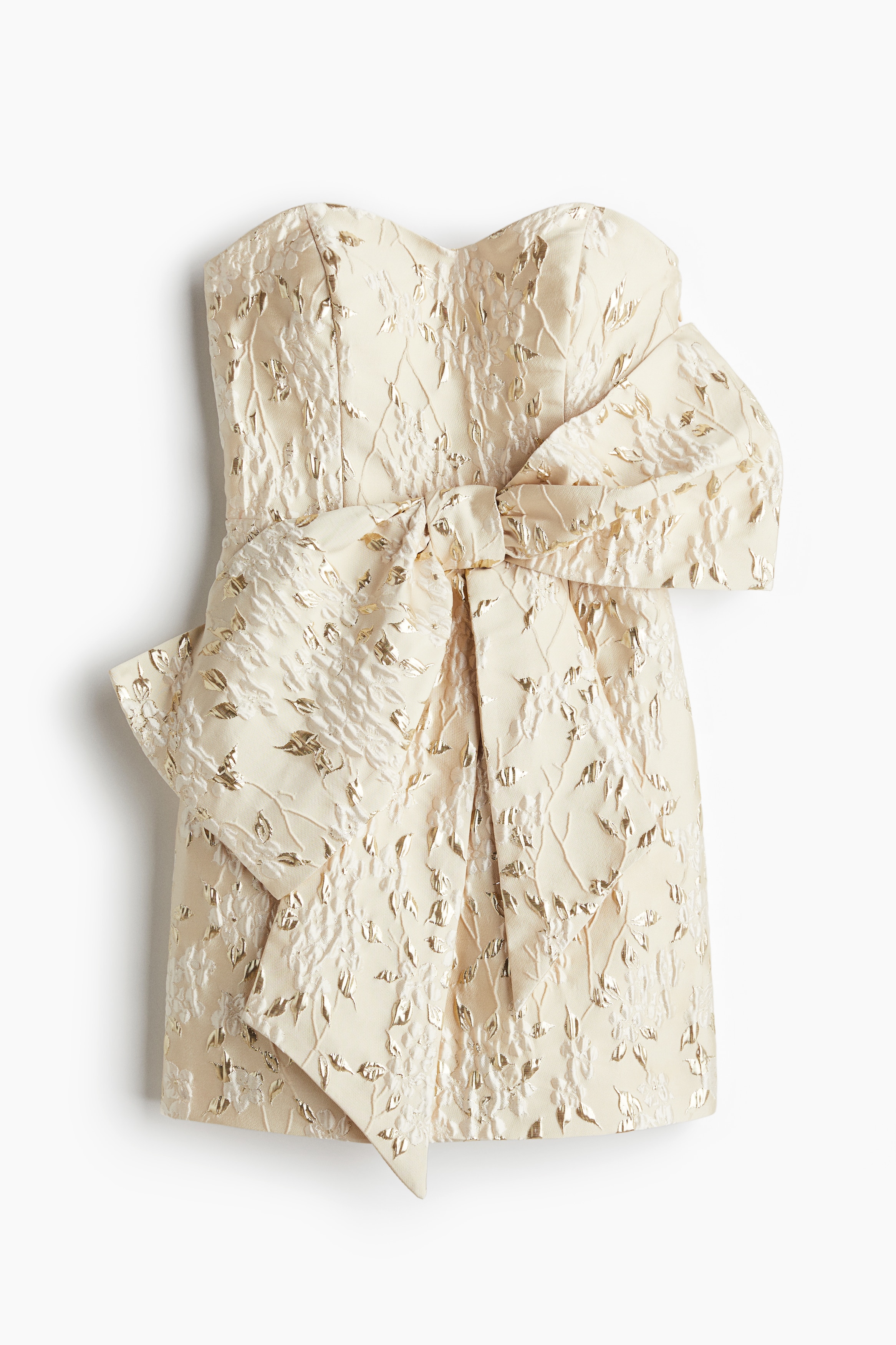 Jacquard-Weave Bow-Front Dress - Cream - Ladies | H&M US