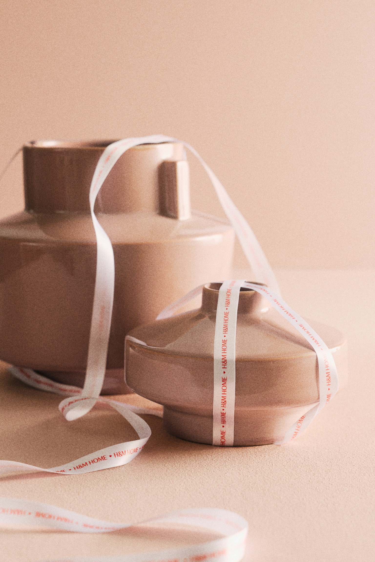 Маленька ваза із кам’яної кераміки з глазур’ю - Світло-рожевий/Бежевий хакі - 2