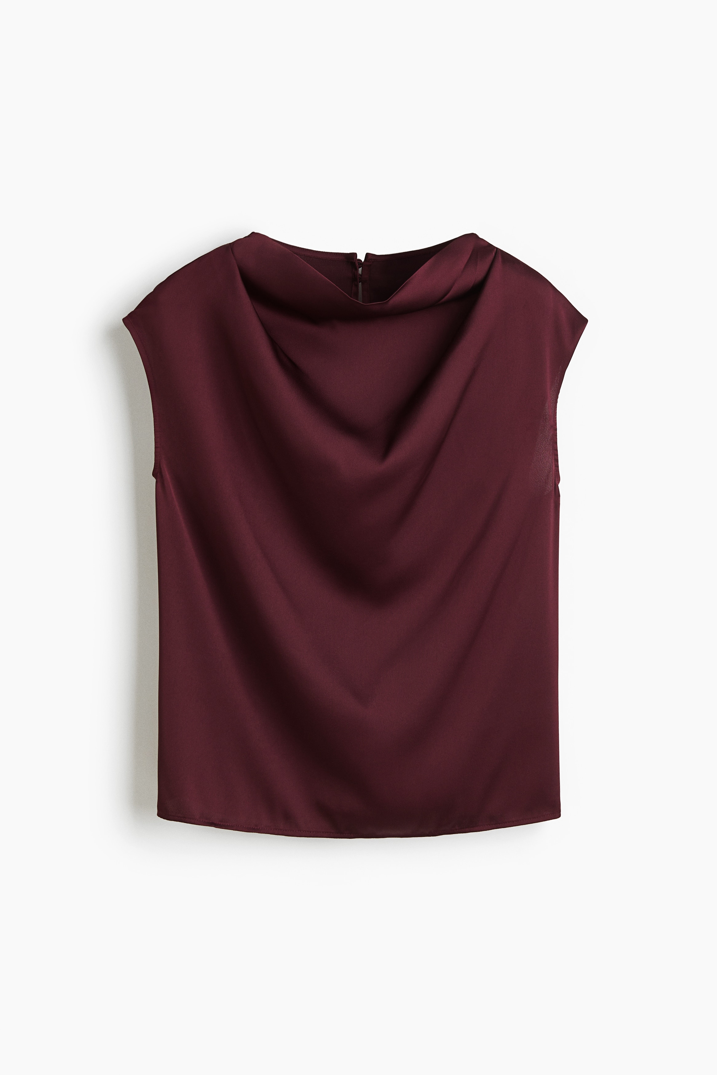 Cap Sleeve Satin Blouse - Burgundy/Cream/Stripe/White