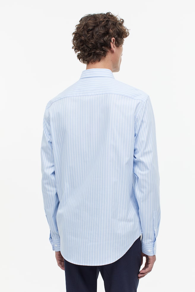 Skjorte i premium cotton Slim Fit - Lyseblå/Stribet/Lyseblå/Mørkeblå - 3